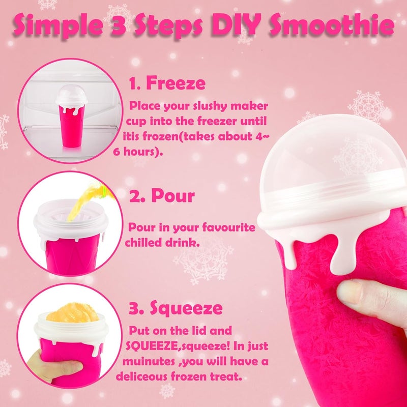 ROEDEER Large Slushie Cup 500ml,Frozen Magic Slushy Cup Maker,DIY Homemade Ice Cream,Milk Shake,Drinks Smoothie,Fruit Juice Slush Cup,Cool Stuff Gifts for Kids and Family - Pink - Image 4